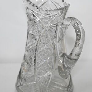 Heavy Cut Glass Antique Crystal Pitcher 10" Stars American Brilliant Period